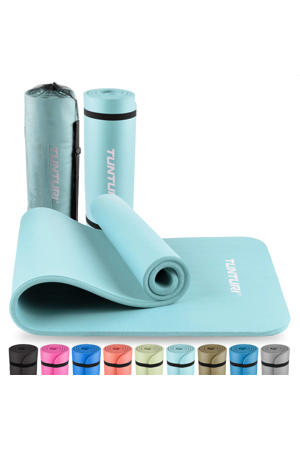fitnessmat  met draagtas 15mm lichtblauw