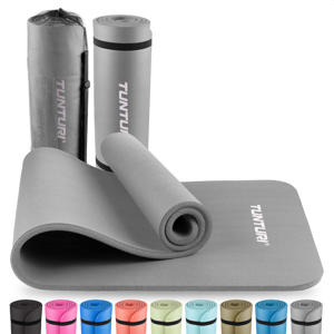 fitnessmat met draagtas 15mm lichtgrijs