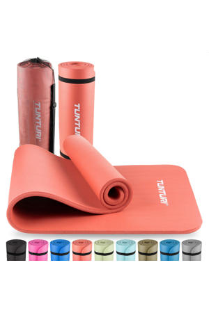 fitnessmat met draagtas 15mm lichtoranje