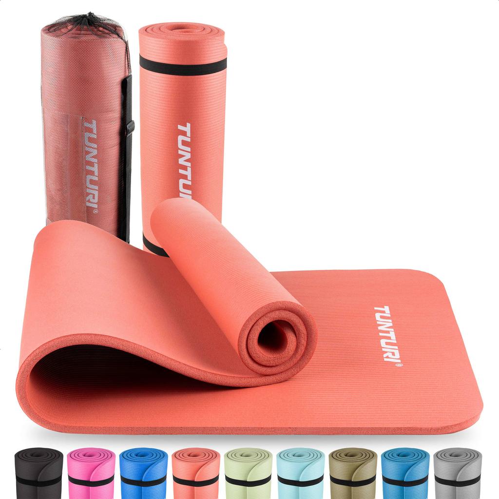 Tunturi fitnessmat met draagtas 15mm lichtoranje