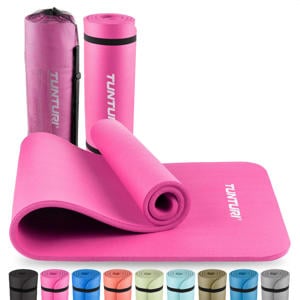 fitnessmat met draagtas 15mm roze