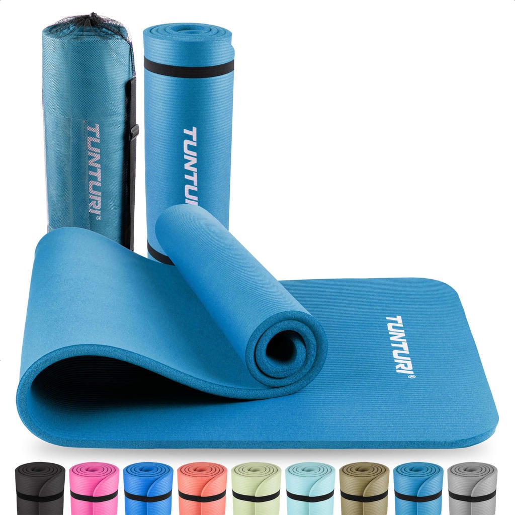Tunturi fitnessmat met draagtas 15mm petrol