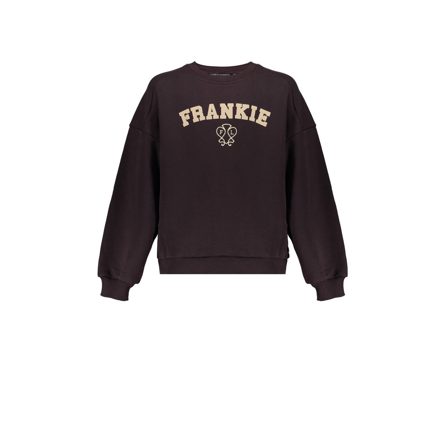 Frankie&Liberty sweater met tekst bruin