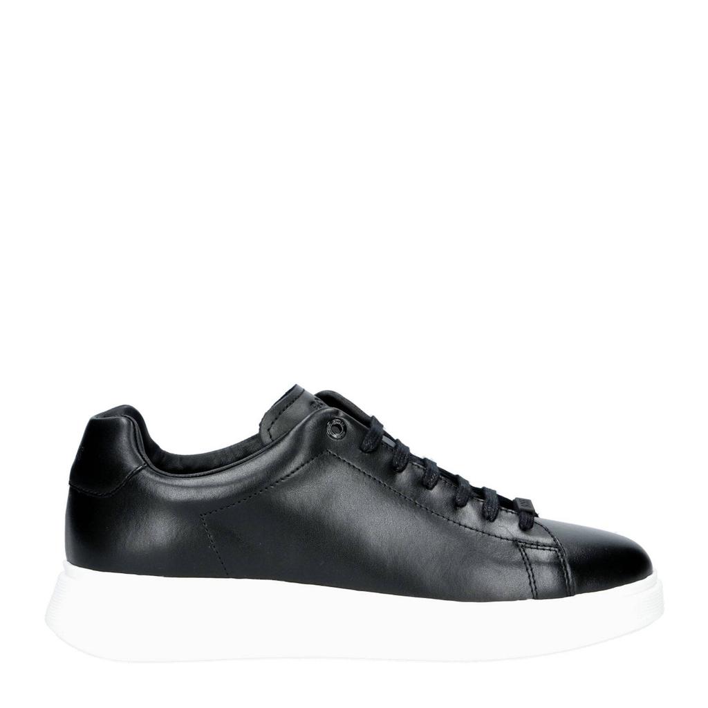 Zwarte heren BOSS leren sneakers met veters