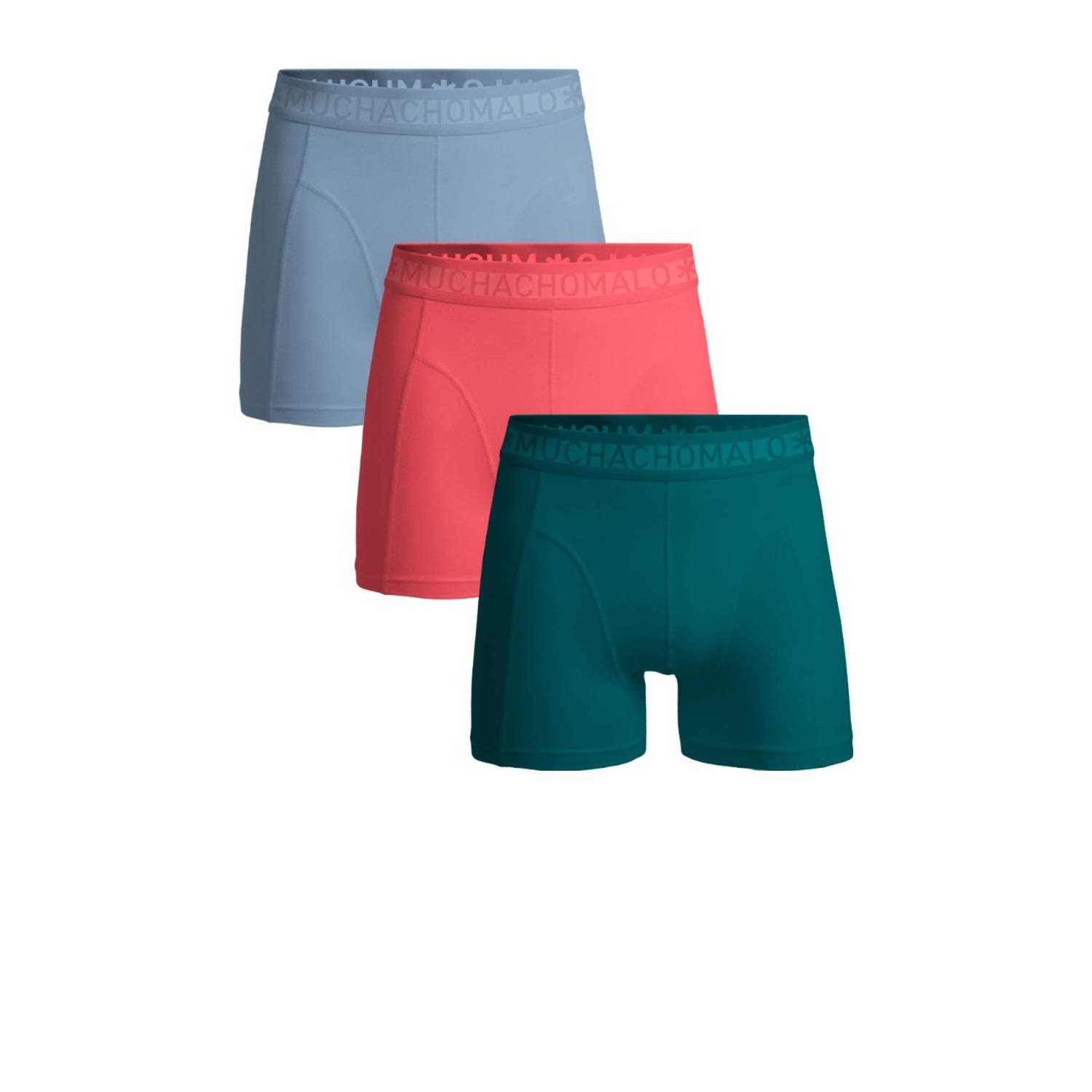 Muchachomalo boxershort set van 3 lichtblauw roze donkergroen