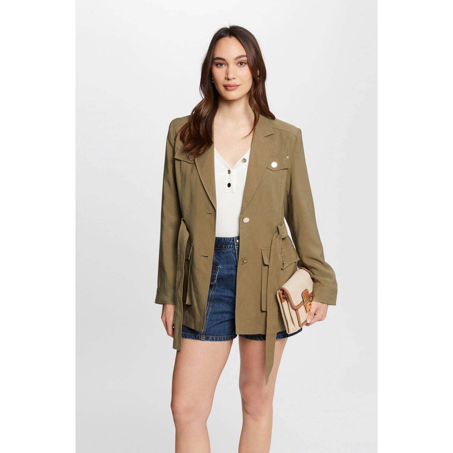 Morgan trenchcoat tussen olijfgroen