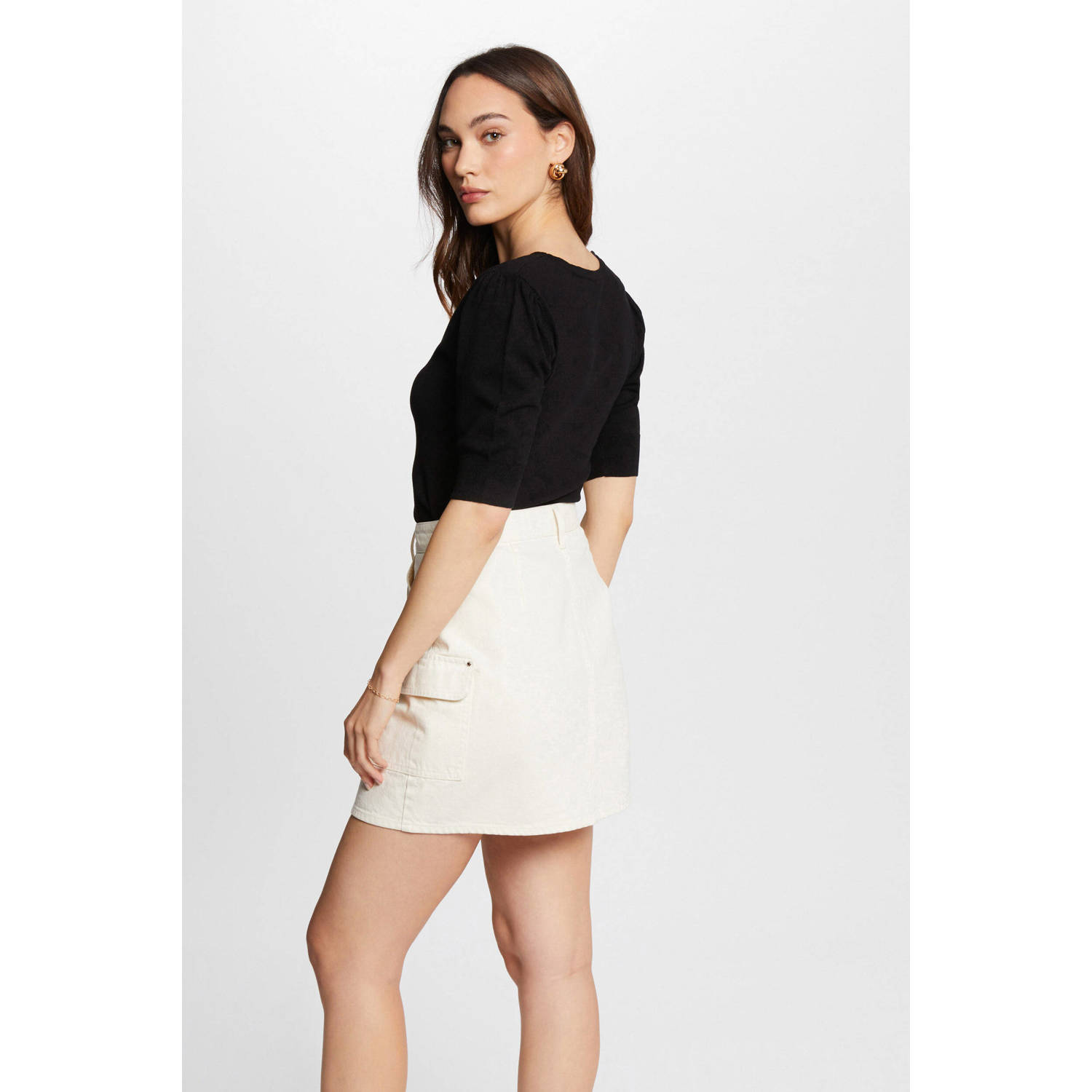 Morgan ribgebreide top roze rood