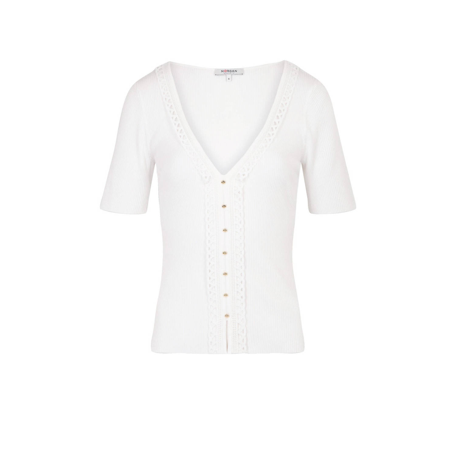Morgan ribgebreide top roze
