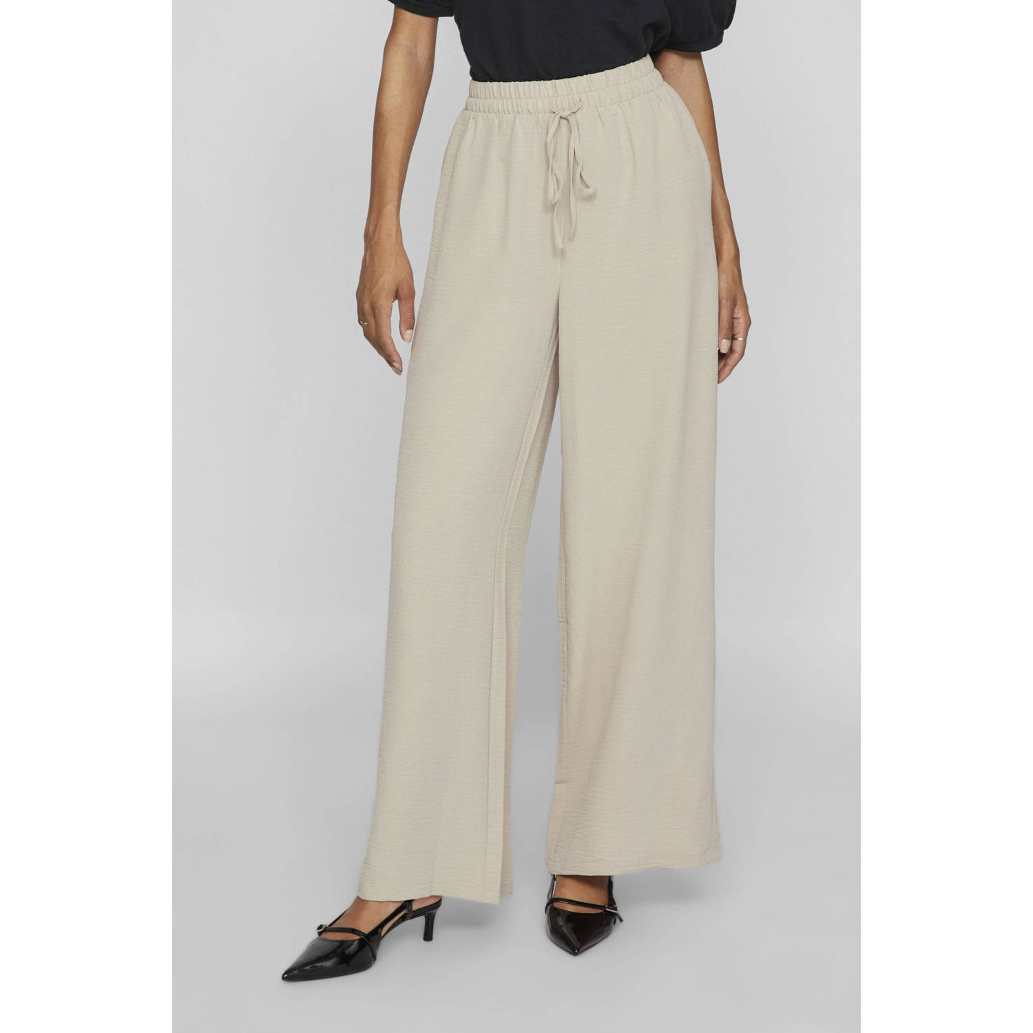 VILA wide leg broek beige