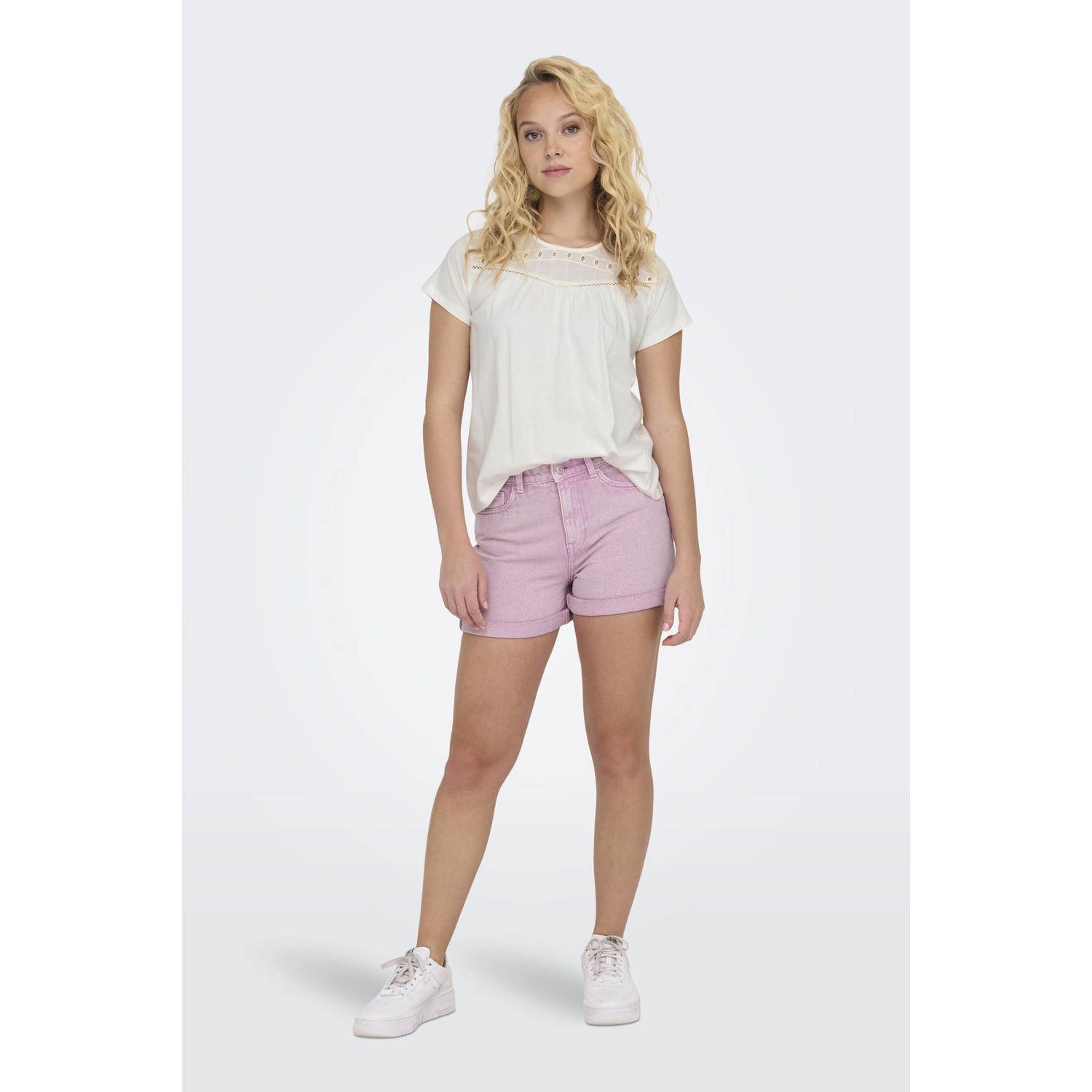 ONLY high waist regular fit short ONLPHINE-EVERLY roze