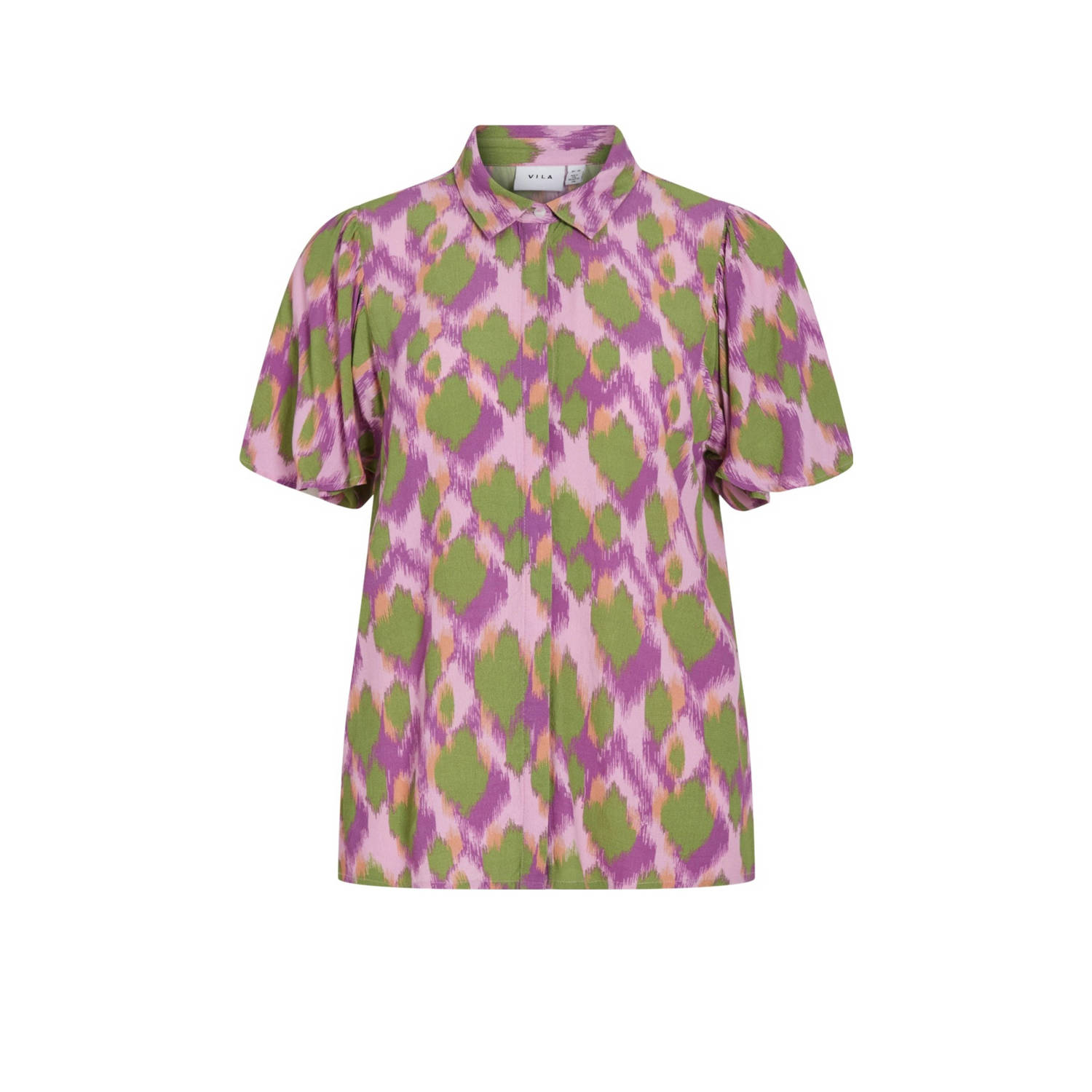VILA blouse VIKIKKI met all over print roze groen paars