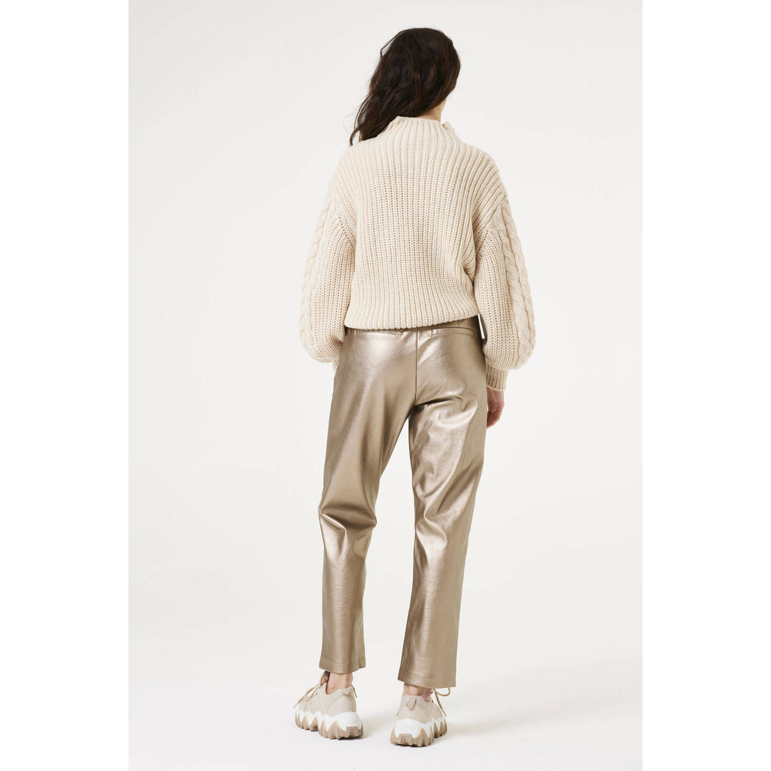 Garcia cropped high waist tapered fit broek goud