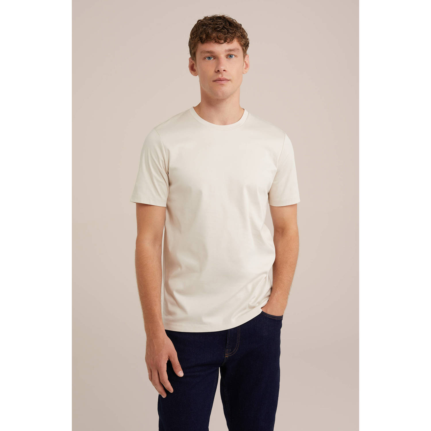 WE Fashion regular fit T-shirt ecru