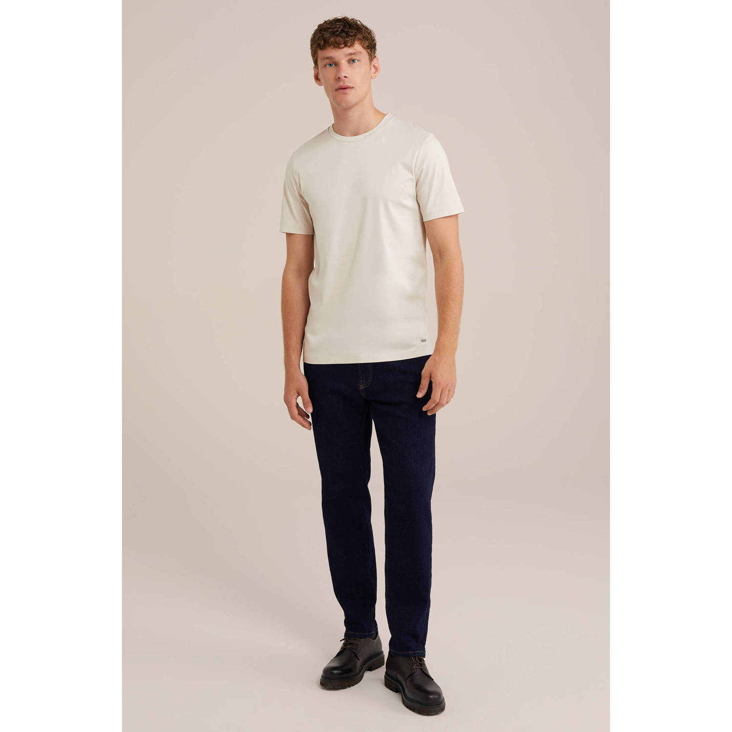 WE Fashion regular fit T-shirt ecru