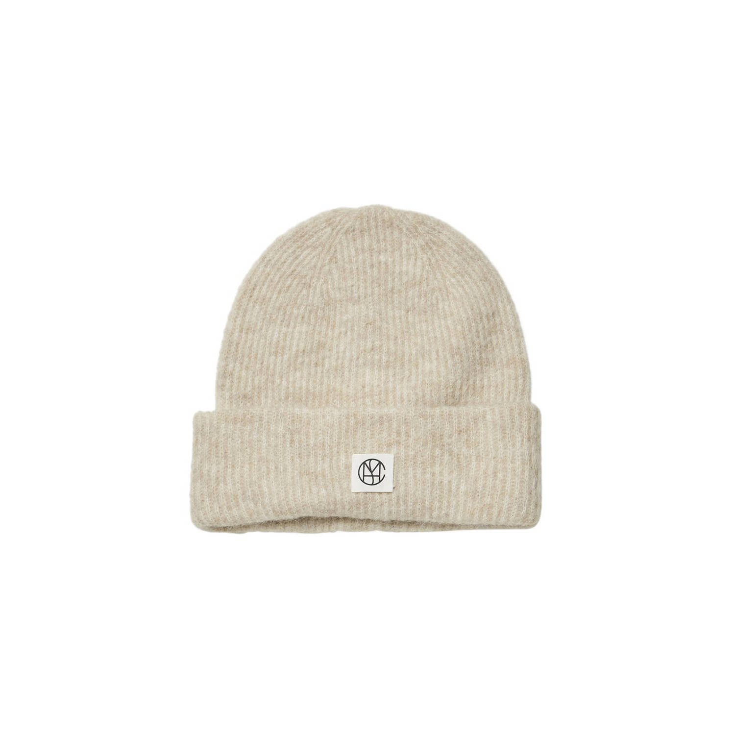 Moss copenhagen Icoon Beanie Oprolbaar Ontwerp Beige Dames