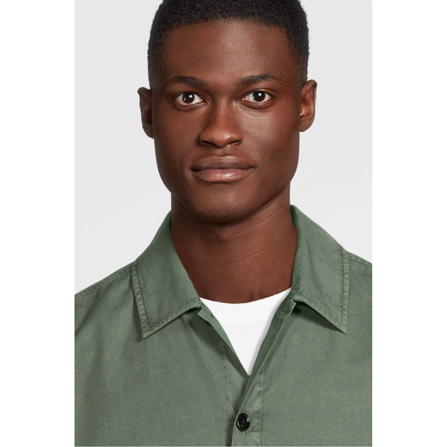 BOSS loose fit overshirt Locky met logo open green