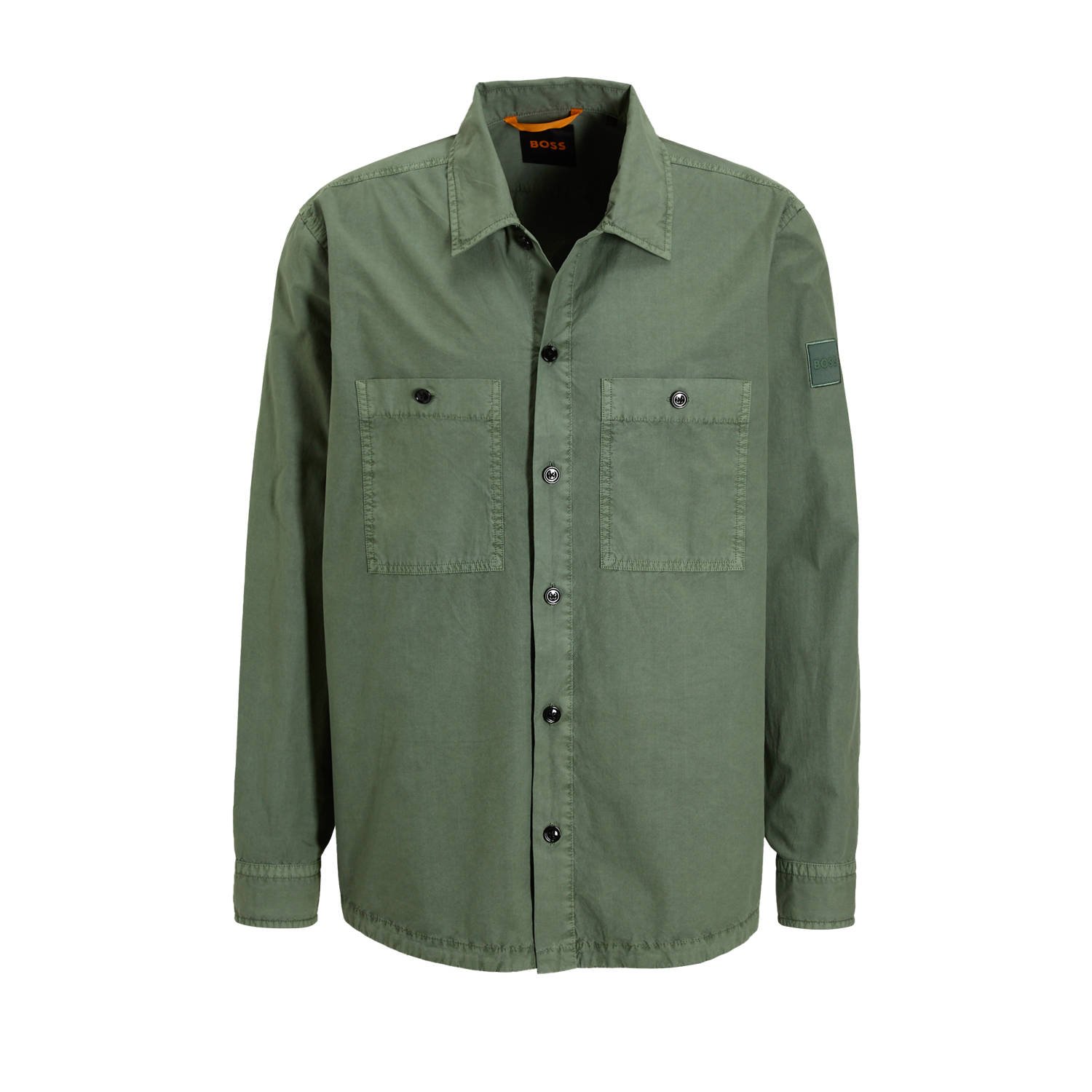 BOSS loose fit overshirt Locky met logo open green