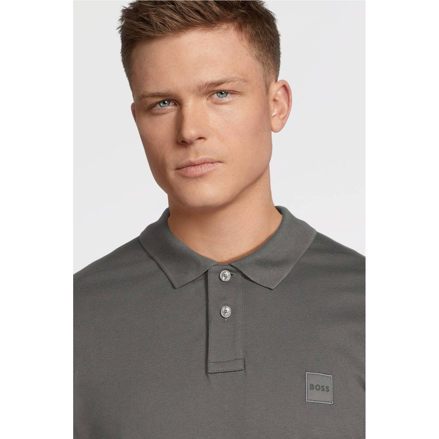 BOSS slim fit polo Passerby met logo dark grey