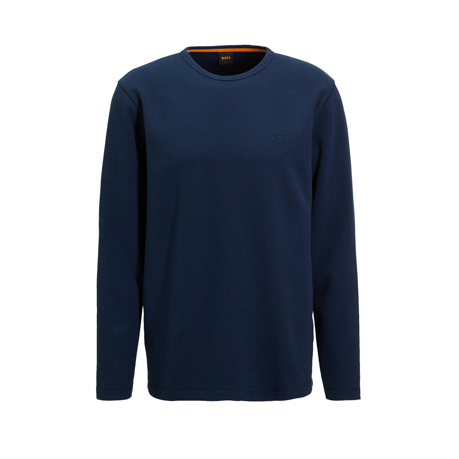 BOSS regular fit longsleeve Tempesto met logo en textuur open blue