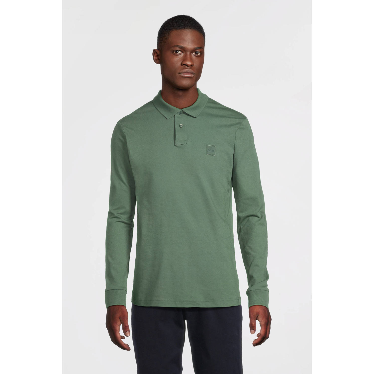Hugo Boss Geborduurd Slim Fit Katoenen Poloshirt Green Heren