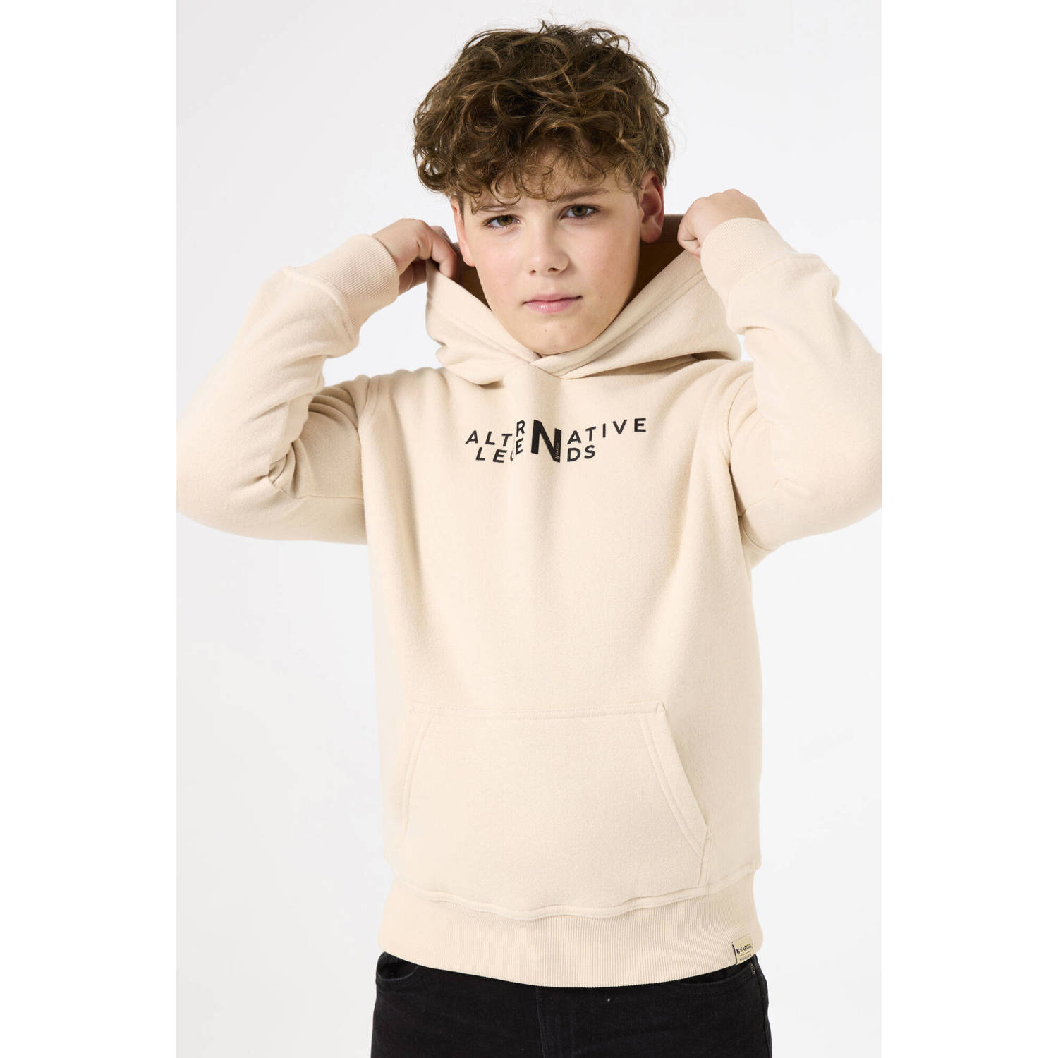 Garcia hoodie met tekst ecru