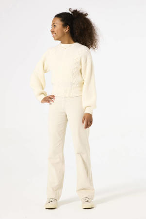 corduroy high waist loose fit broek ecru