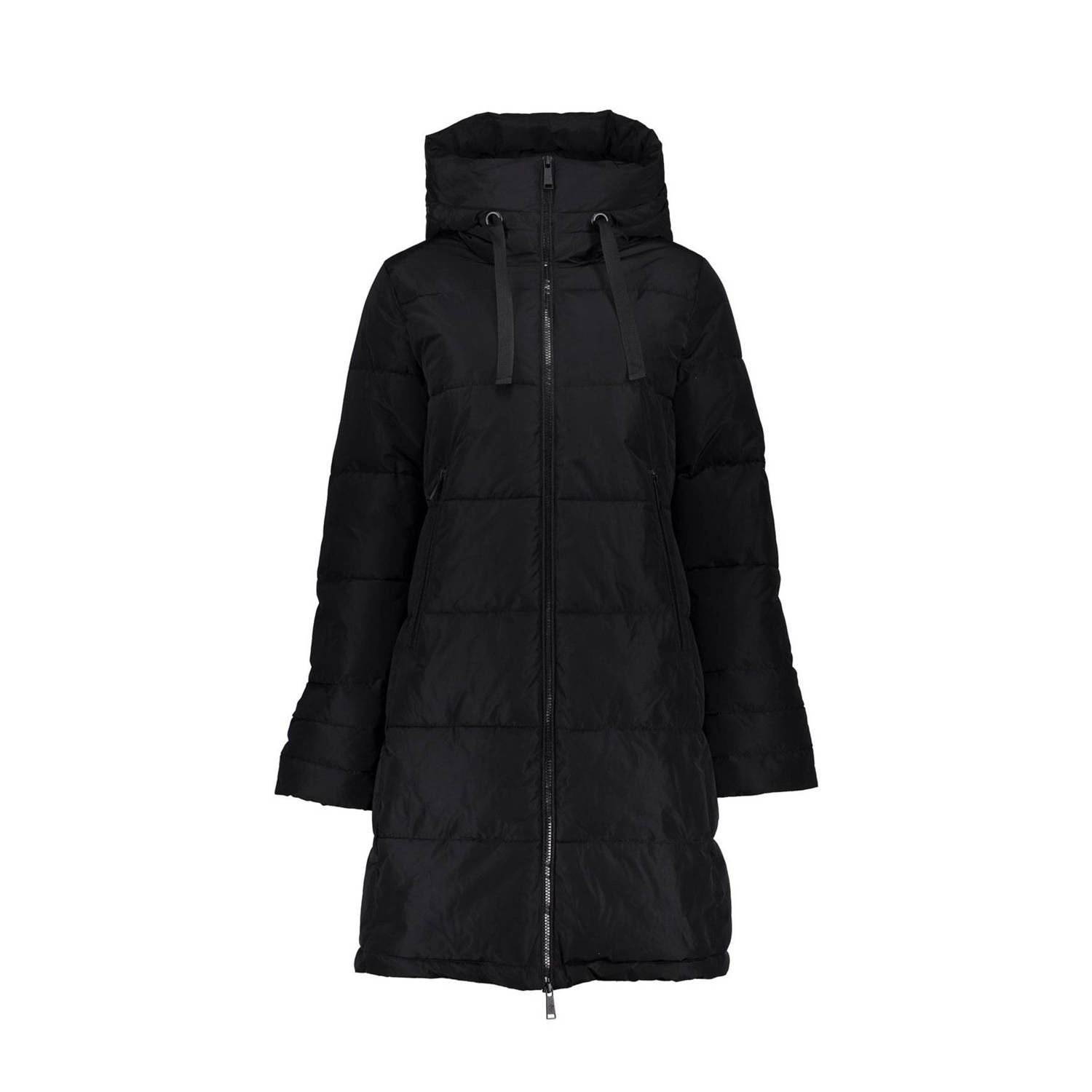 Geisha Puff Stitch Horizontal Coat Black Dames