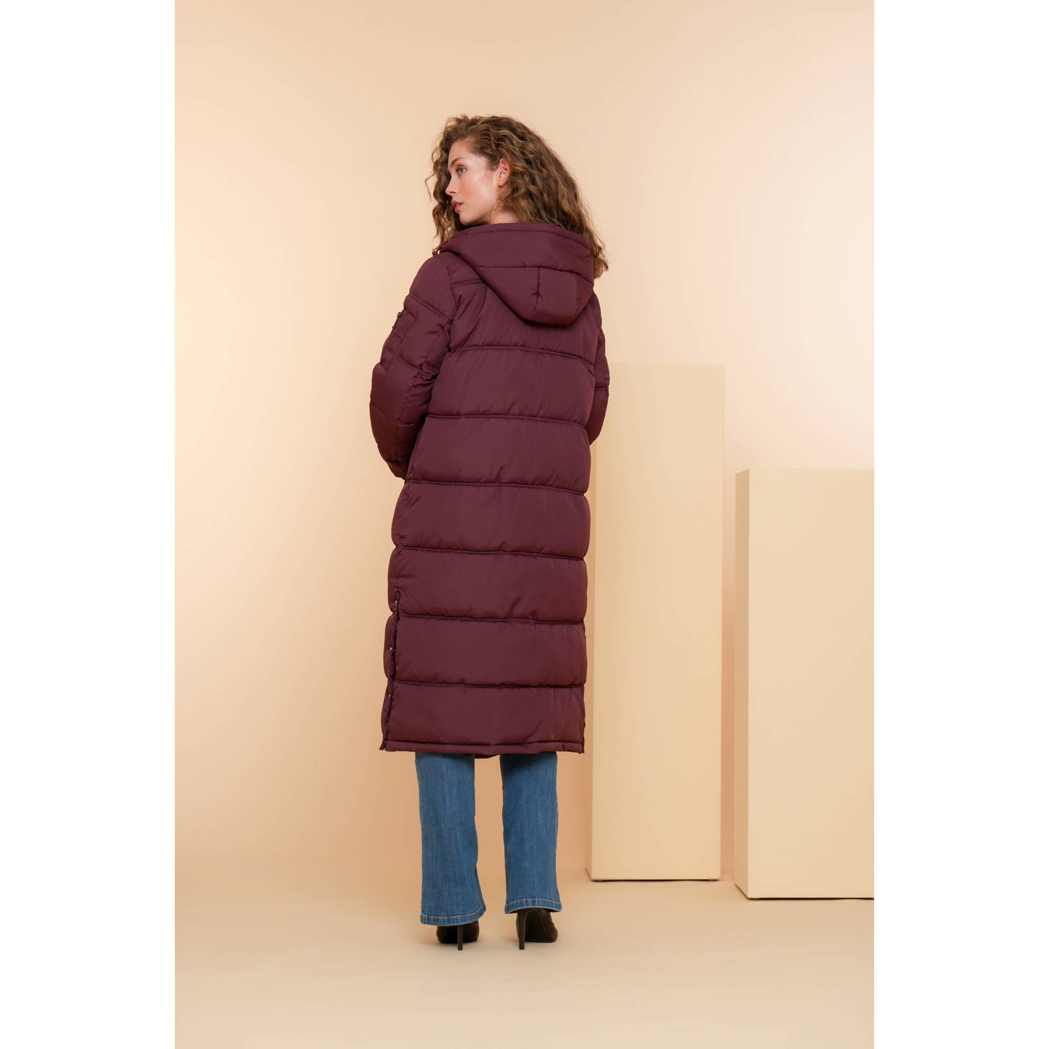 Geisha gewatteerde winterjas aubergine