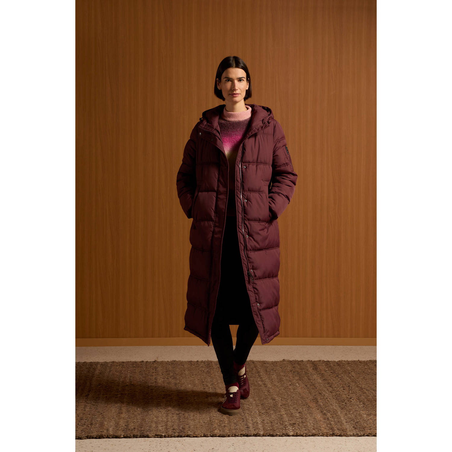 Geisha gewatteerde winterjas aubergine