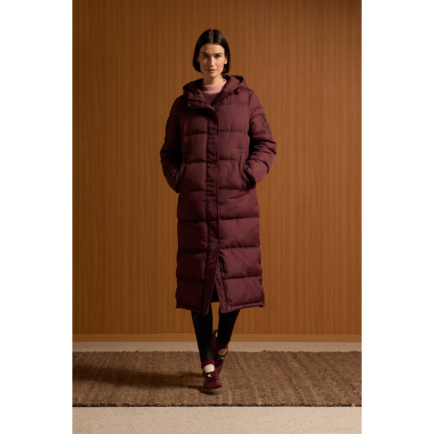 Geisha gewatteerde winterjas aubergine