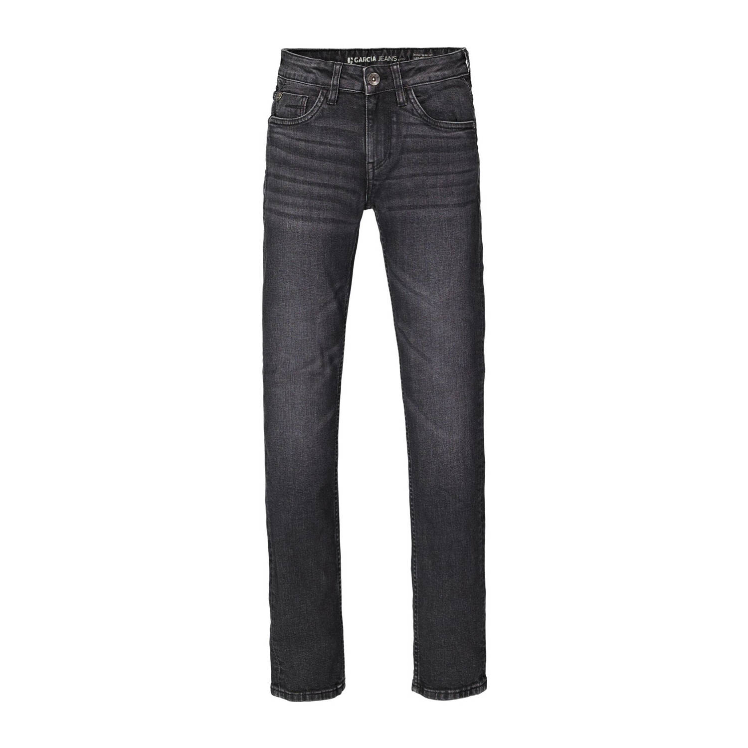 Garcia slim fit jeans dark used Zwart Jongens Stretchdenim Effen 128