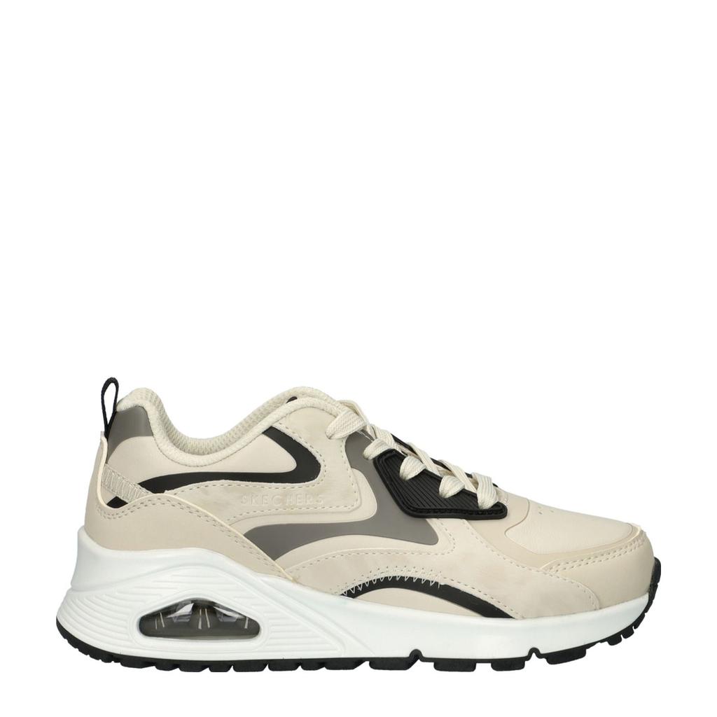 Ecru jongens Skechers Uno sneakers van imitatieleer met veters