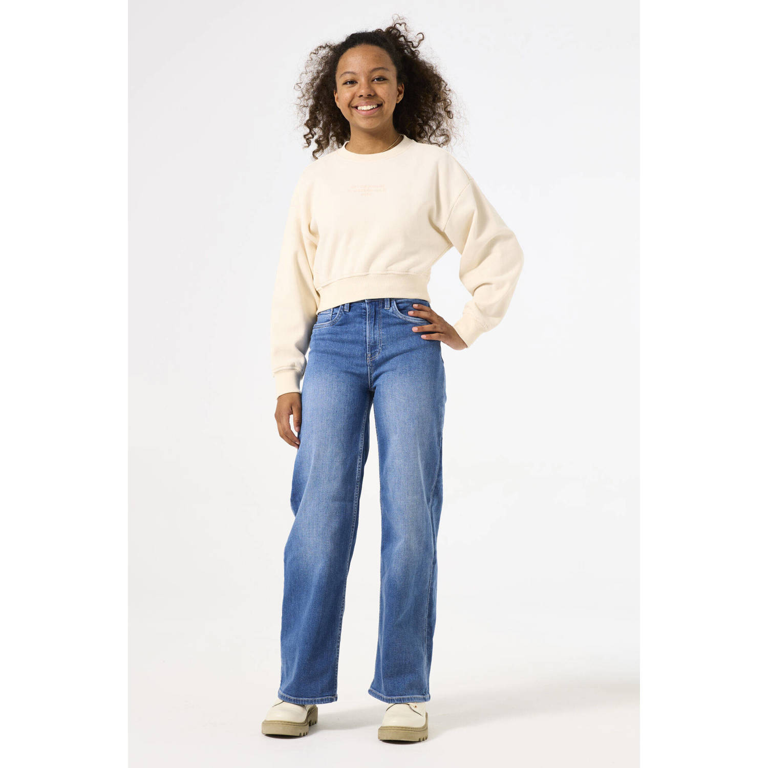 Garcia sweater met tekst ecru