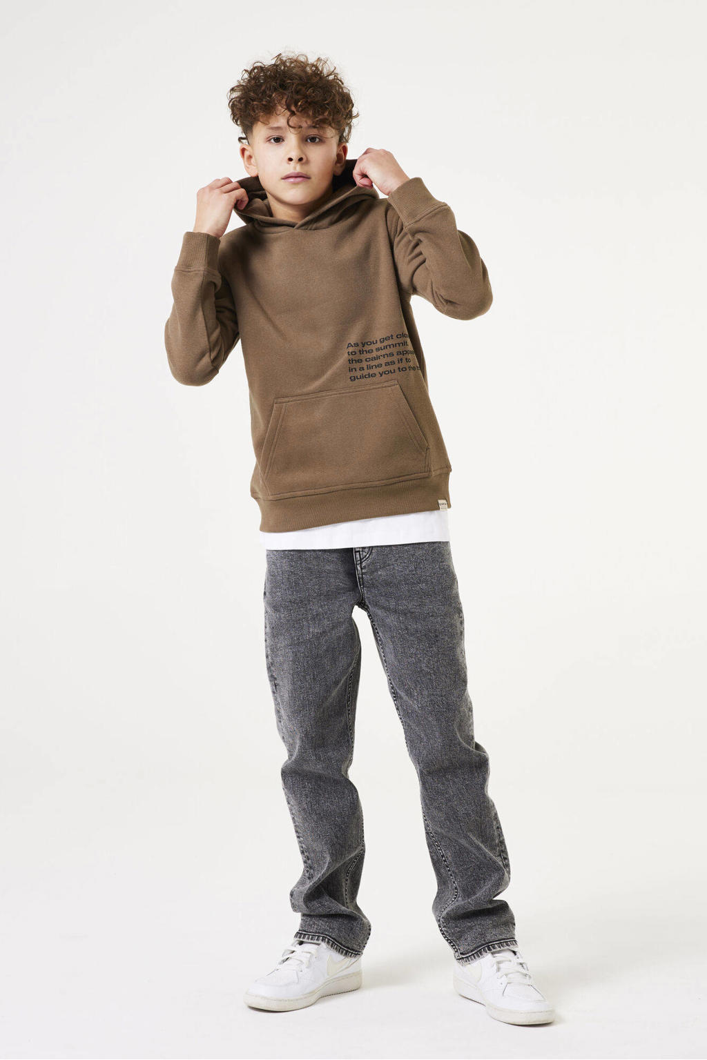 Moodstreet hoodie Sem met backprint beige
