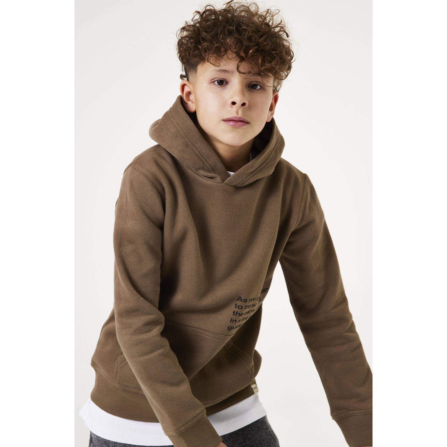 Garcia hoodie met backprint bruin