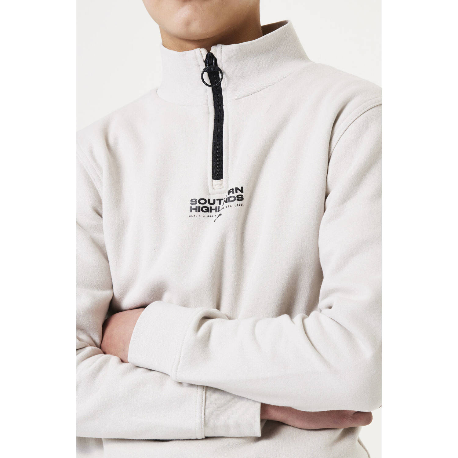 Garcia sweater met tekst ecru