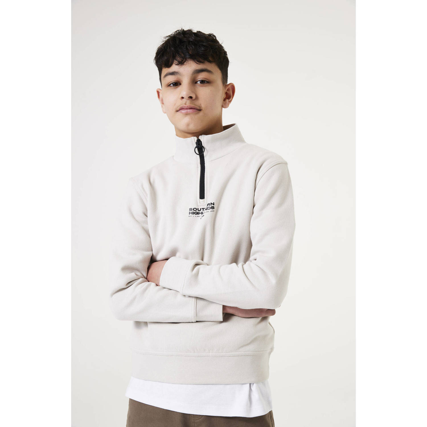 Garcia sweater met tekst ecru