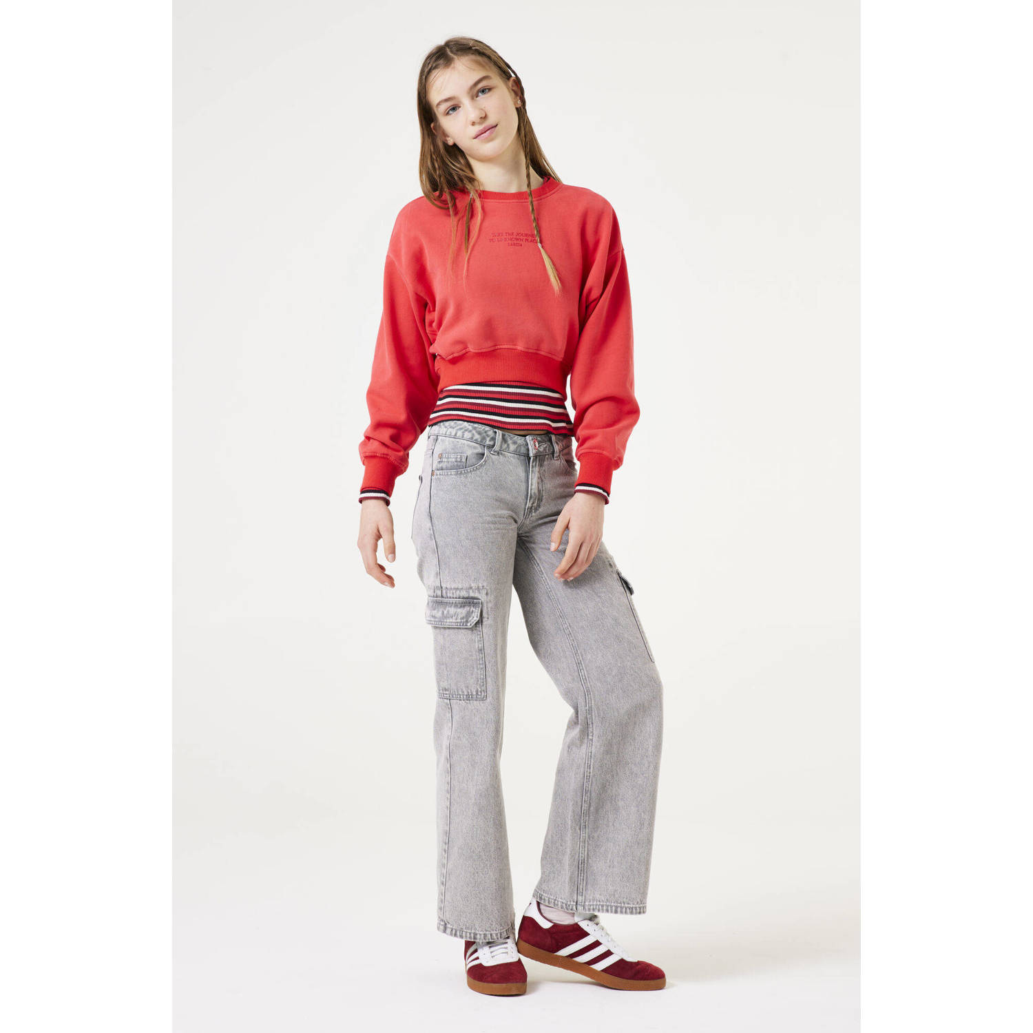 Garcia sweater met tekst rood