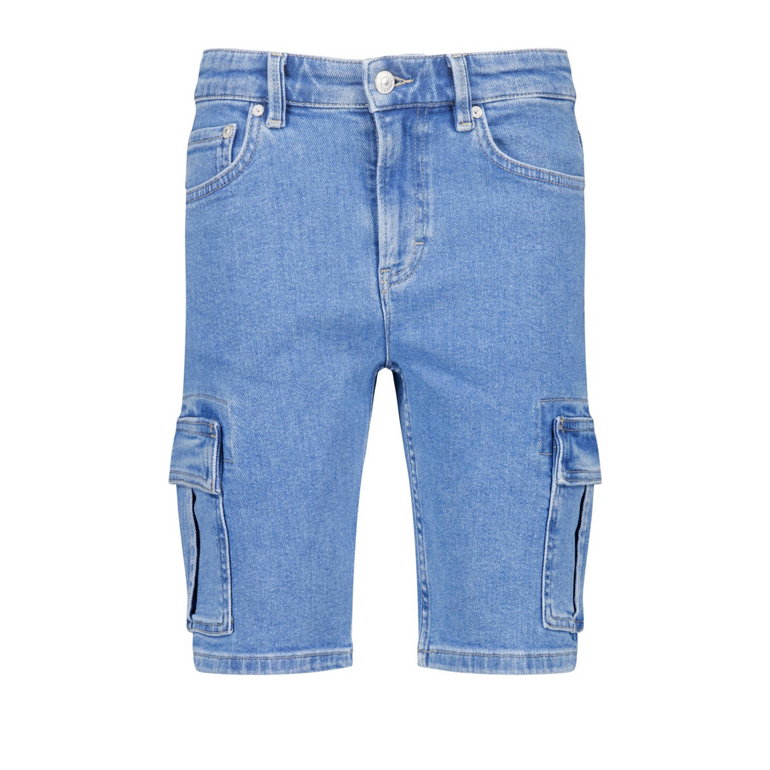 America Today cargo short medium blue denim Korte broek Blauw Effen 158 164