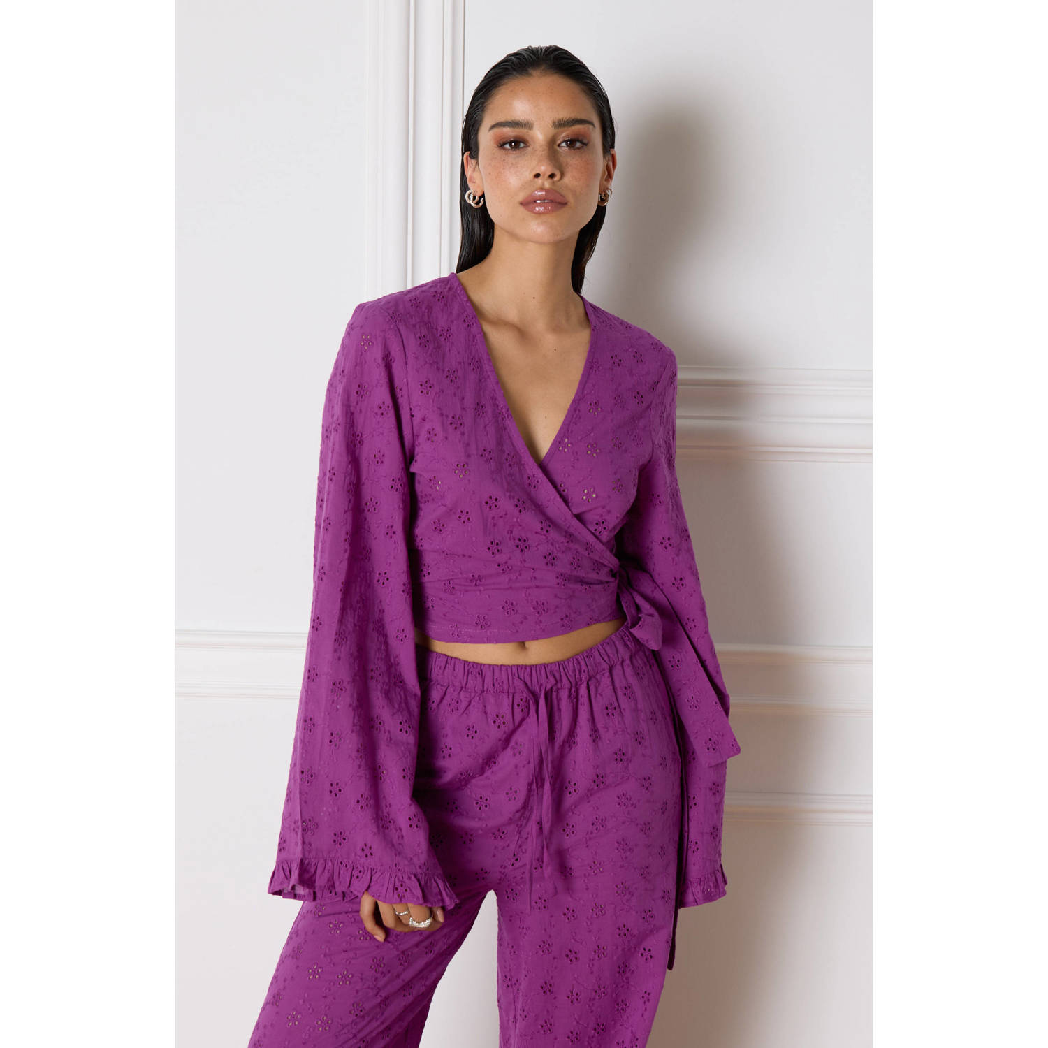 Refined Department Melissa Blouse Lange Mouw Purple Dames