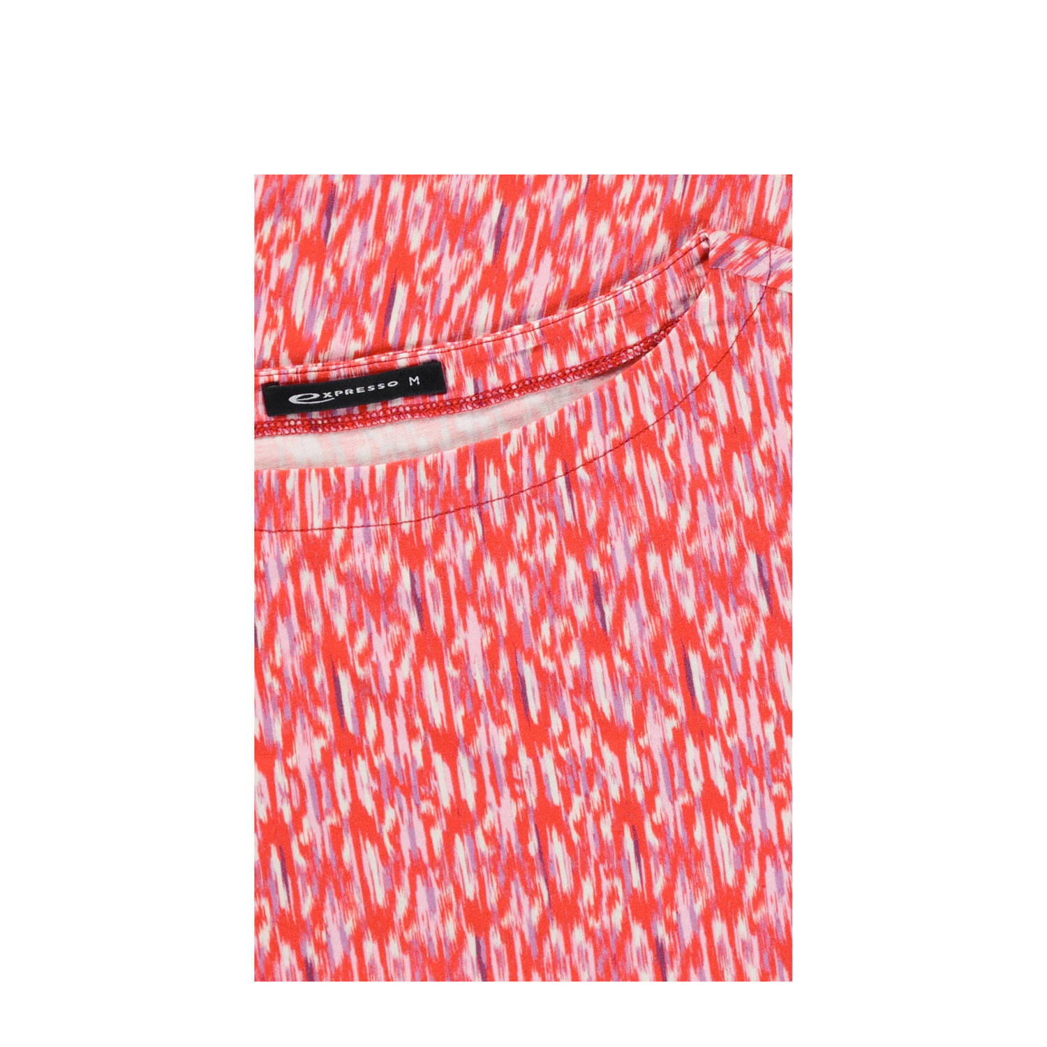 Expresso top met all over print rood wit