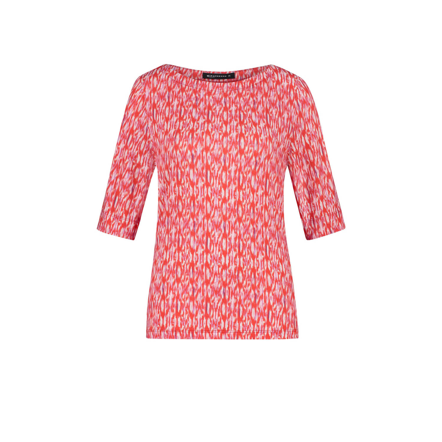 Expresso top met all over print rood wit