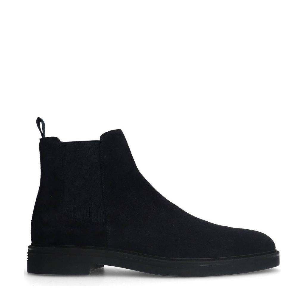 Donkerblauwe heren Manfield suède chelsea boots met elastische inzet