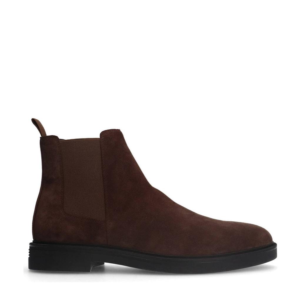 Bruine heren Manfield suède chelsea boots met elastische inzet