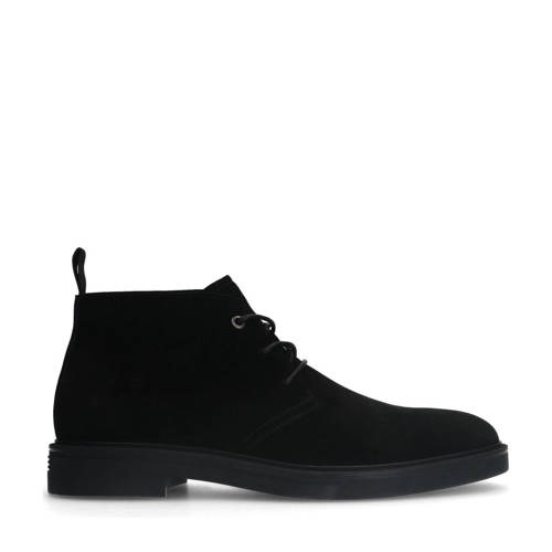 Manfield suède veterboots zwart afbeelding