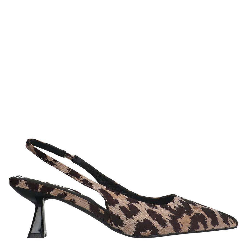 Beige en donkerblauwe dames Sacha slingback pumps van synthetisch materiaal met panterprint