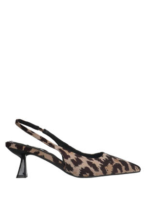 slingback pumps met panterprint beige/donkerbruin
