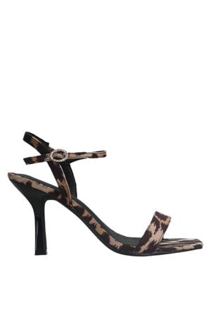sandalettes met panterprint beige/donkerbruin