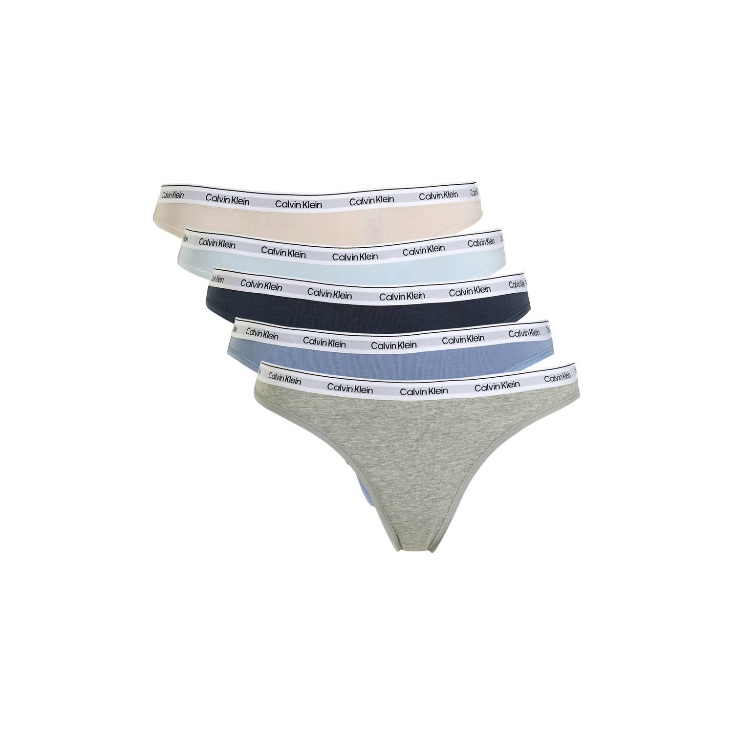 Calvin Klein string (set van 5) grijs blauw zalmroze