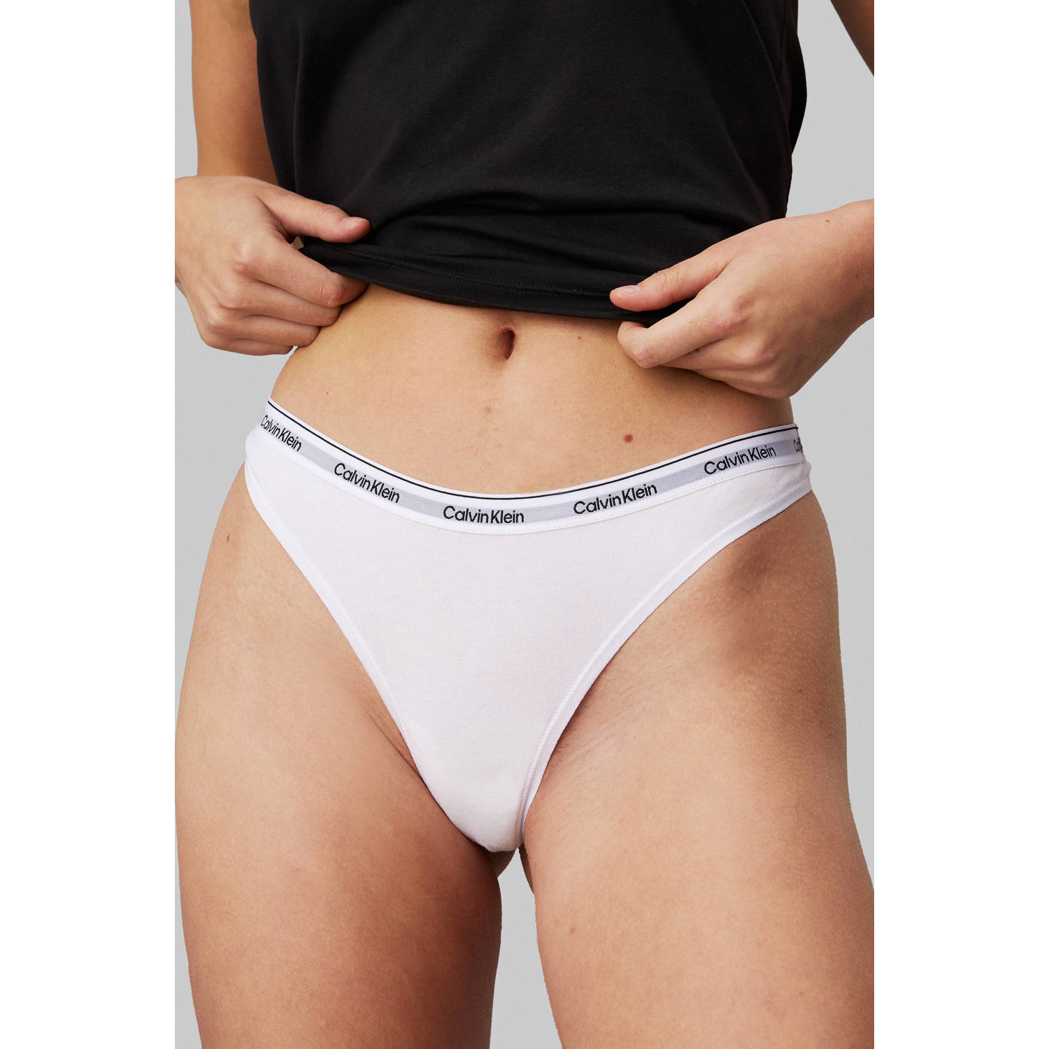 Calvin Klein Underwear String met elastische band met label in een set van 3 stuks model 'MODERN'